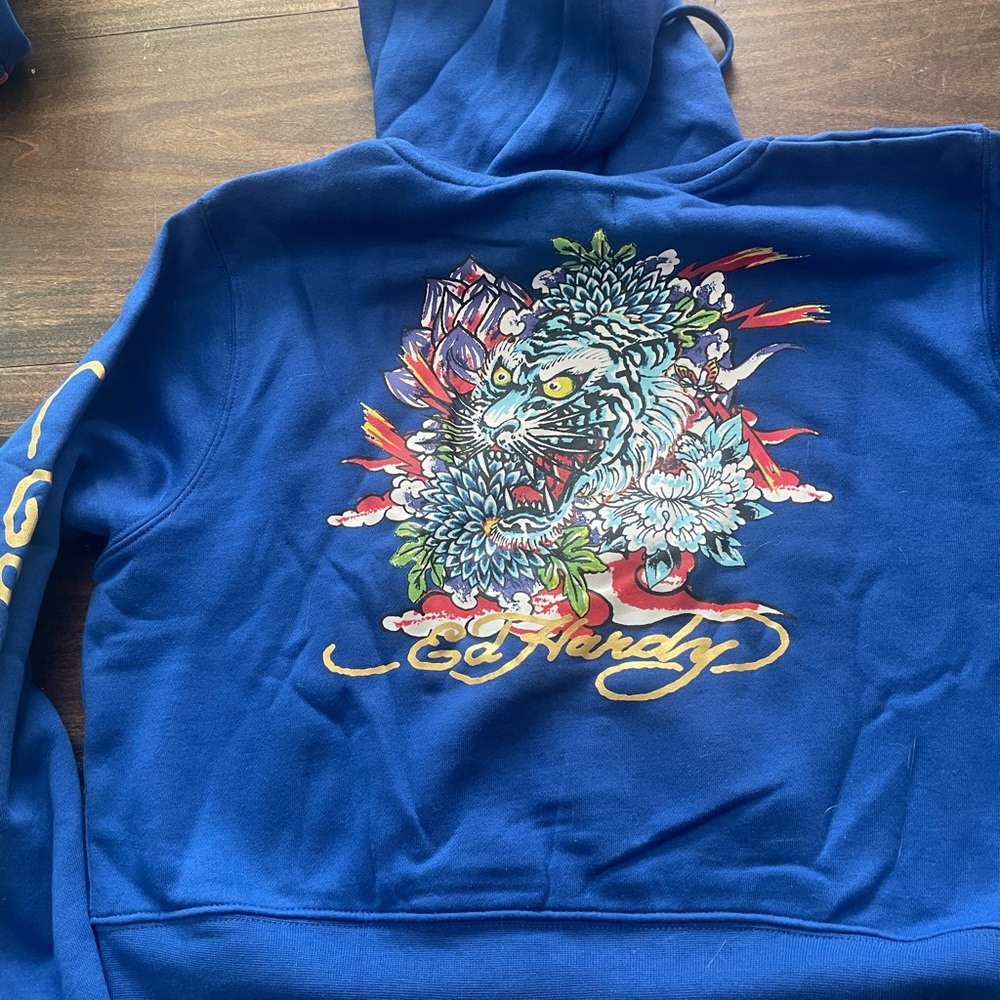Ed Hardy Tiger Lotus zip hoodie XL NWT